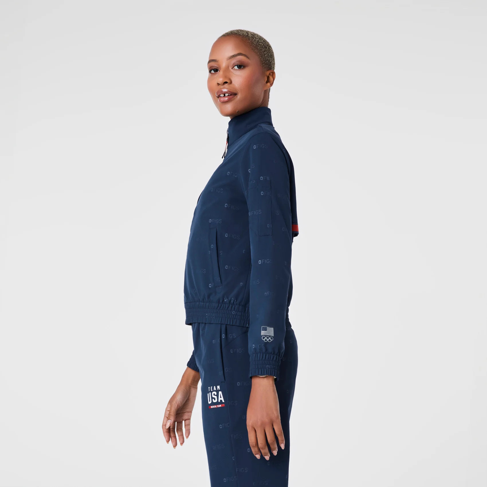 Women's FIGS x Team USA On-Shift Embossed Jacket™ - Team USA Blue | FIGS