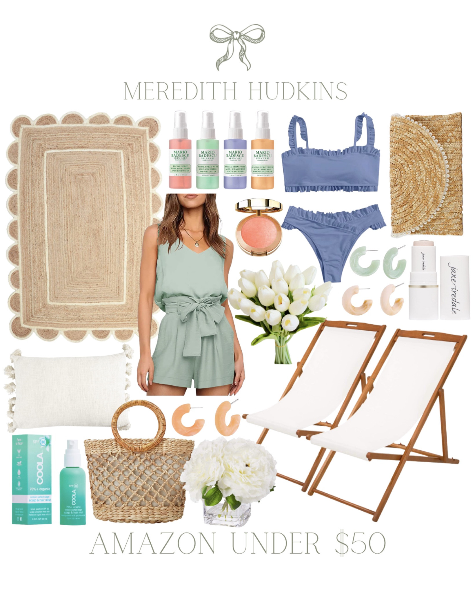 - [ ] Spring fashion , Scalloped jute rug, tassel cream pillow, woven tote, beach chairs, outdoor furniture, woven clutch, highlighter, hoop earrings, artificial tulips, two piece set outfit, blue swimsuit, two-piece swimsuit, sunscreen, artificial flowers, Home decor, preppy, classic, timeless, Amazon home, living room, spring home Decor, make up, bathing suit, resin earrings, organic scalp spray, facial spray

#LTKsalealert #LTKunder50 #LTKSeasonal