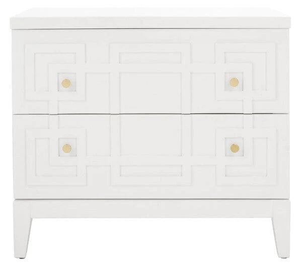 Two Drawer White Chinoiserie Inspired Nightstand | The Well Appointed House, LLC