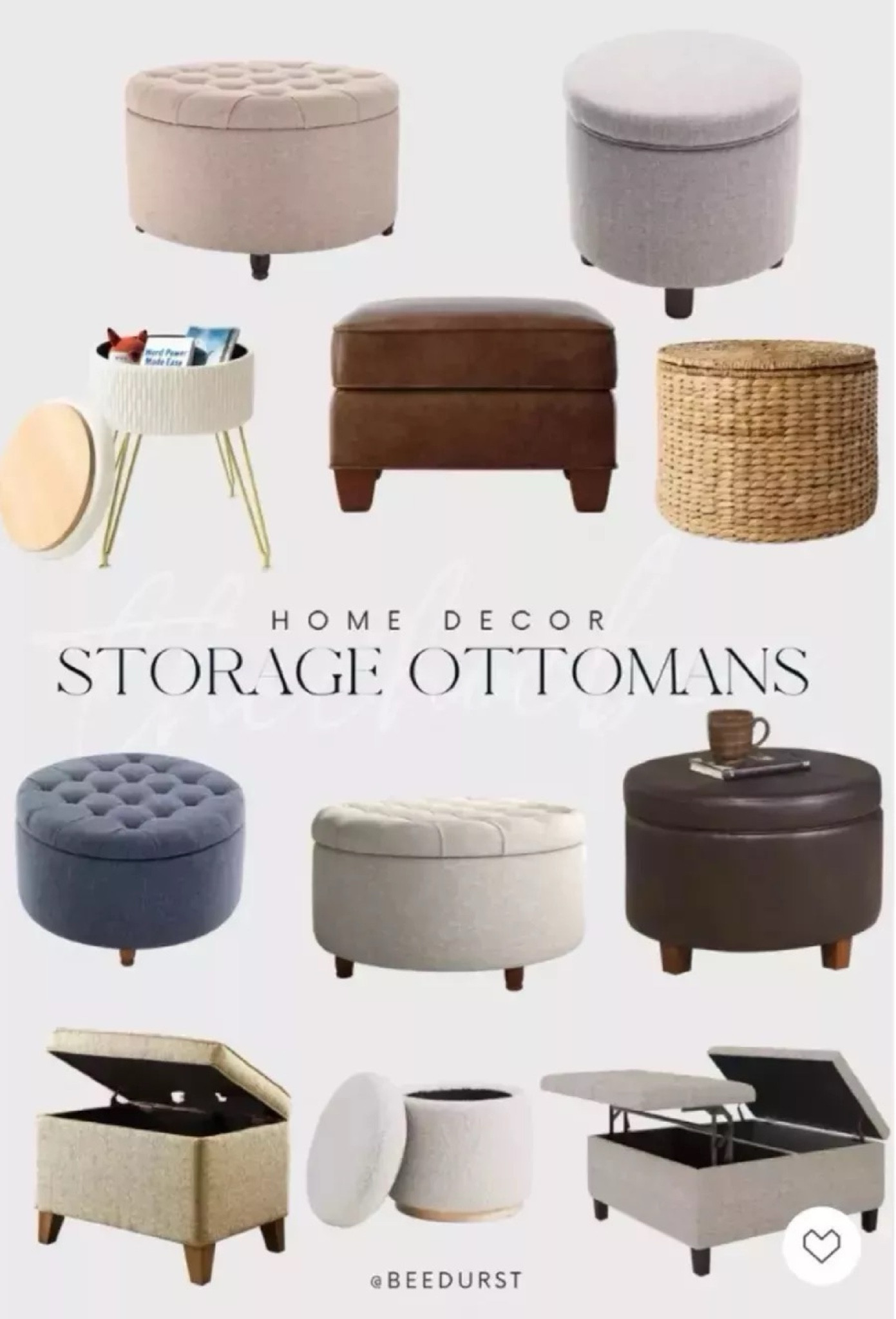 Needing to add a little something to your living room? These storage ottomans are perfect for whatever style is in your home. Home decor, storage ottoman, coffee table, living room, bedroom, decoration, furniture, wicker storage, leather ottoman, target find, wayfair, pottery barn

#LTKHome #LTKFindsUnder100 #LTKFamily