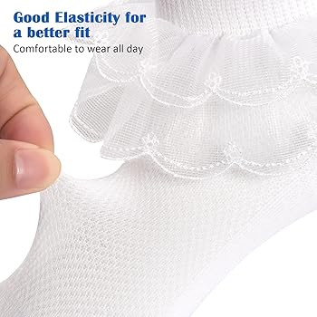 4/5/6 Pack Baby Toddler Girls Ruffle Socks White Princess Eyelet Frilly Lace Ankle Cotton Dress S... | Amazon (US)