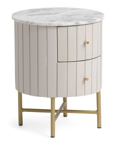 Mango Wood Marble Top Side Table | Marshalls