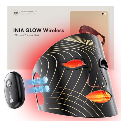 INIA Red Light Therapy Mask for Face, Glow Wireless LED Face Mask Light Therapy with Near-Infrared Red Light (NIR), Rechargeable and Ergonomic Design for Home & Travel | Amazon (US)