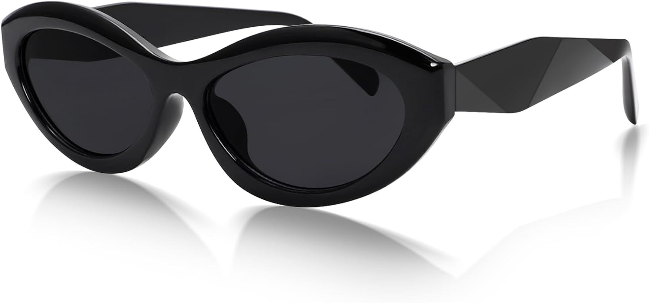 GUVIVI Retro Oval Sunglasses for Women Men Vintage Cute Cat Eye Skinny Wrap Around Sun Glasses Tr... | Amazon (US)
