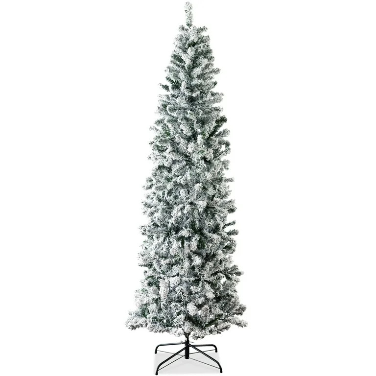 Best Choice Products 6ft Snow Flocked Artificial Pencil Christmas Tree Holiday Decoration w/ Meta... | Walmart (US)