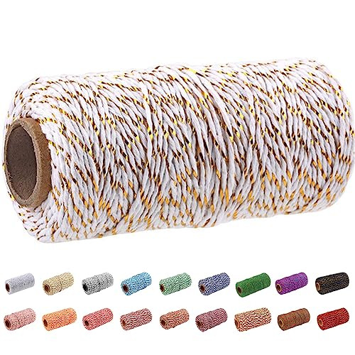 Twine String,328 Feet Christmas Twines White Gold Rope Bakers String Rope Craft Making Knitting Butchers Twine DIY packing, room decoration(White and gold) | Amazon (US)