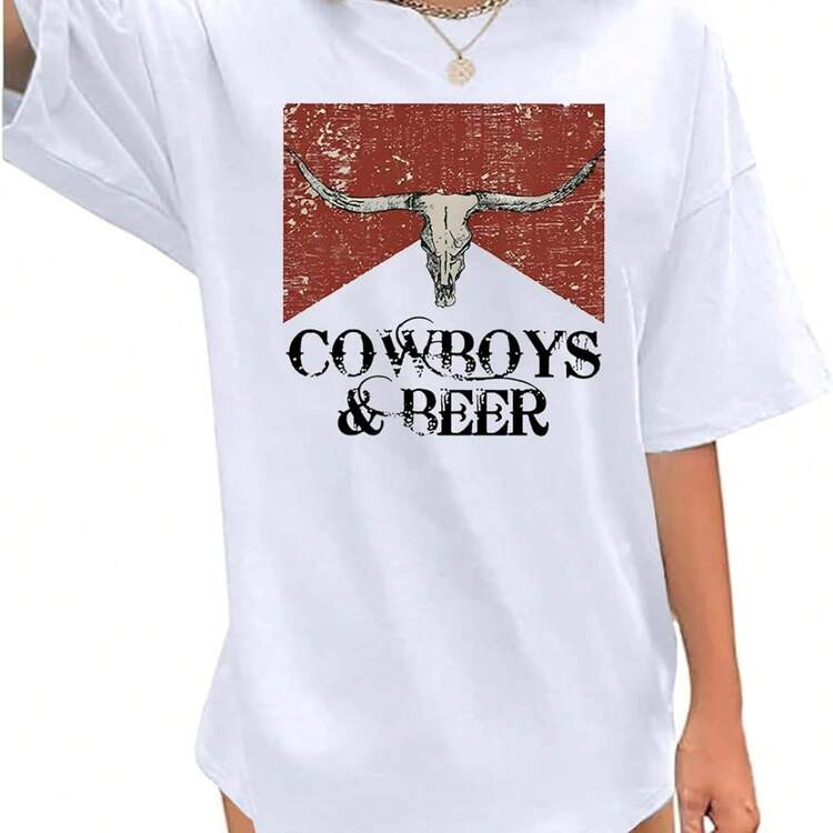 Cowboys & Beer T Shirt | SHEIN