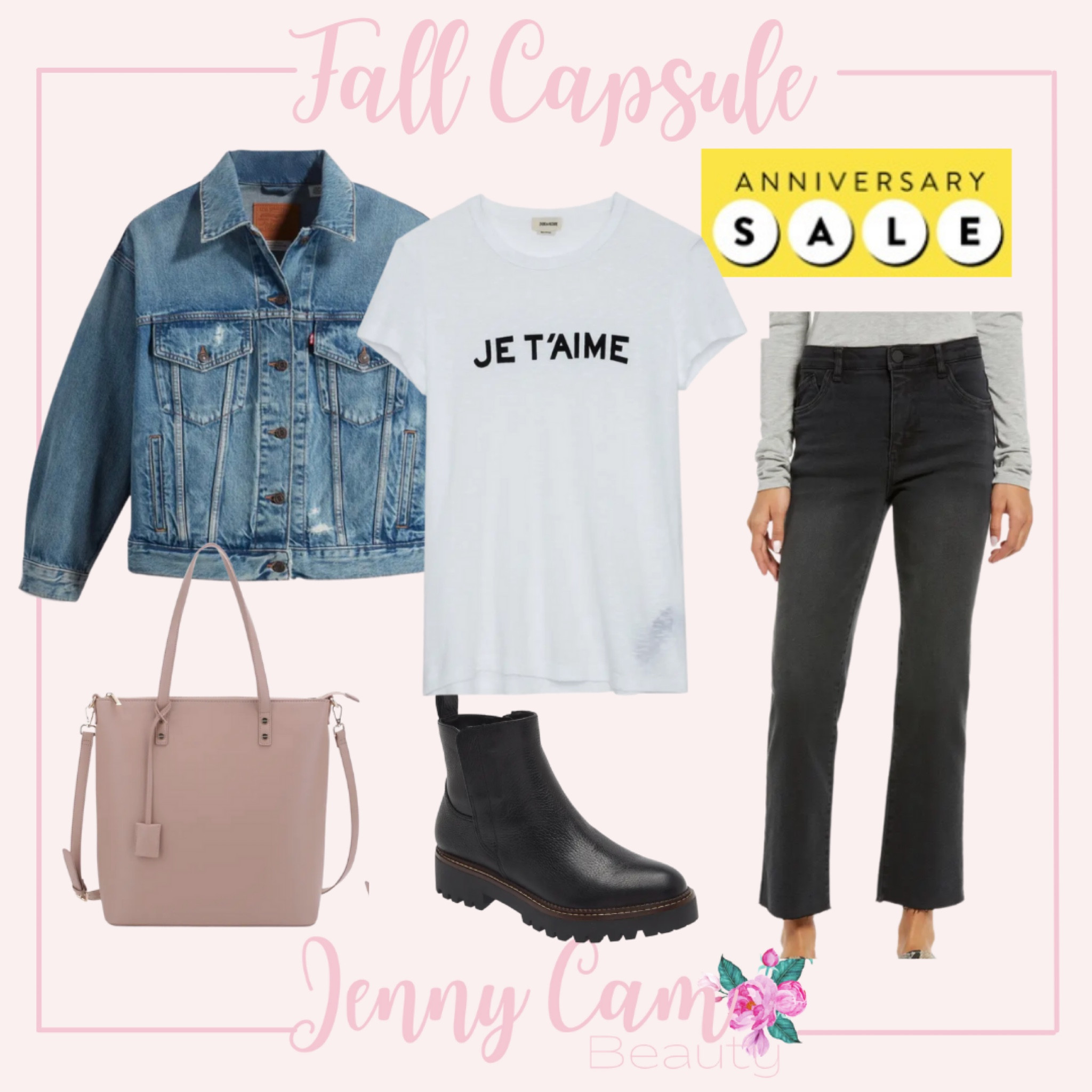 #nsale fall capsule wardrobe white tee denim jacket black pants booties

#LTKstyletip #LTKxNSale #LTKsalealert