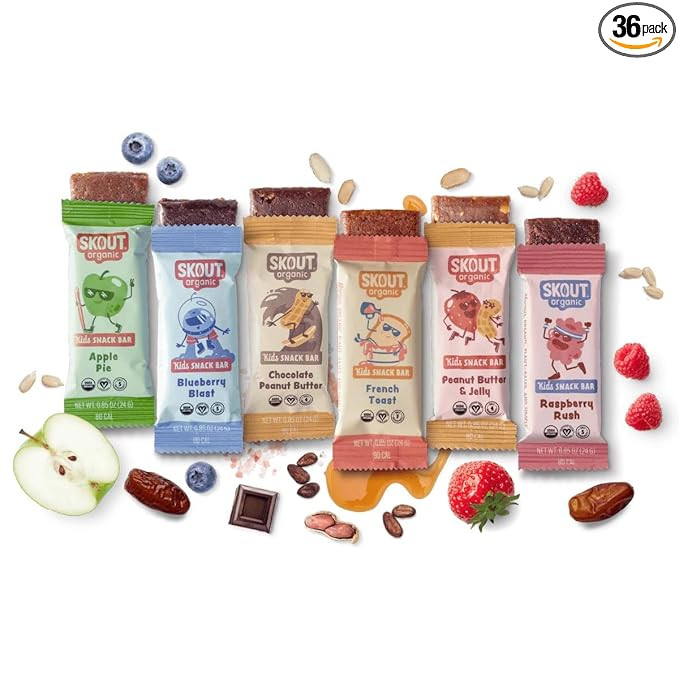 Skout Organic Kids Snack Bar Variety Pack (36 Pack) | Organic Kids Snack Bars | Plant-Based Nutri... | Amazon (US)