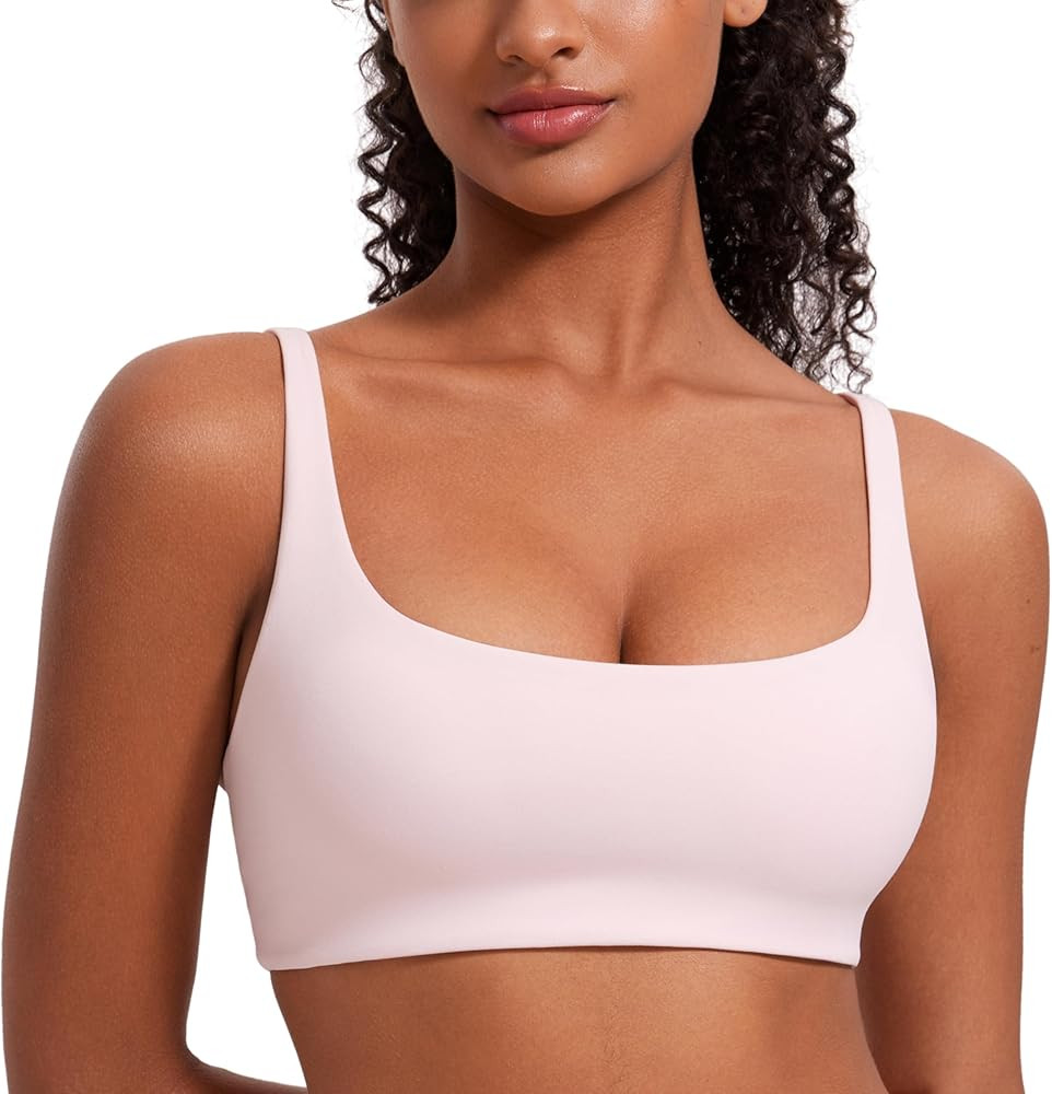 CRZ YOGA Butterluxe Square Neck Sports Bras for Women - Low Coverage Spaghetti Strap Yoga Wireles... | Amazon (US)