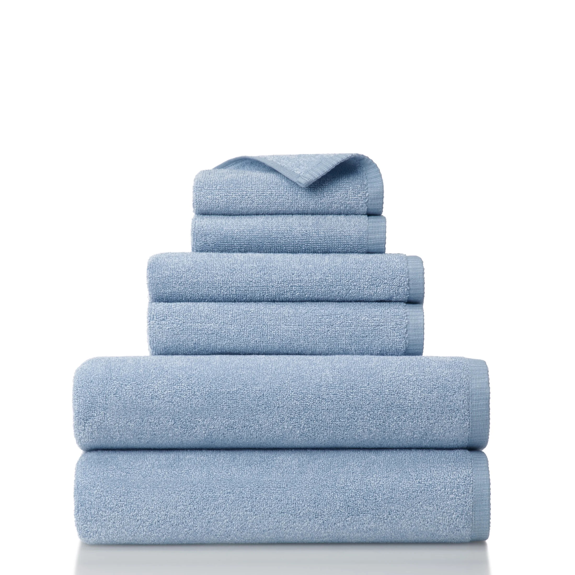 Gap Home Melange Organic Cotton 6 Piece Bath Towel Set Blue - Walmart.com | Walmart (US)