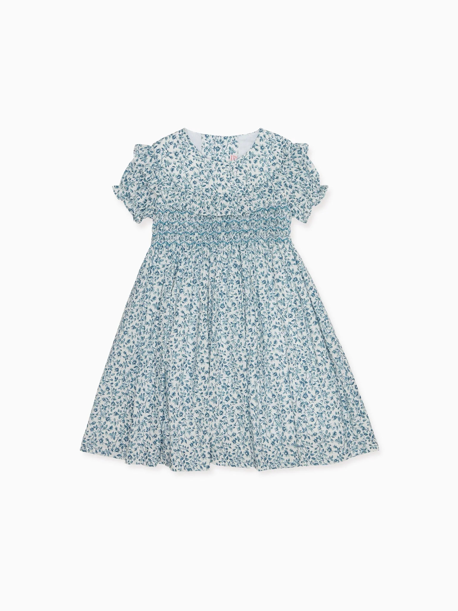 Blue Floral Silvana Girl Hand-Smocked Dress | La Coqueta