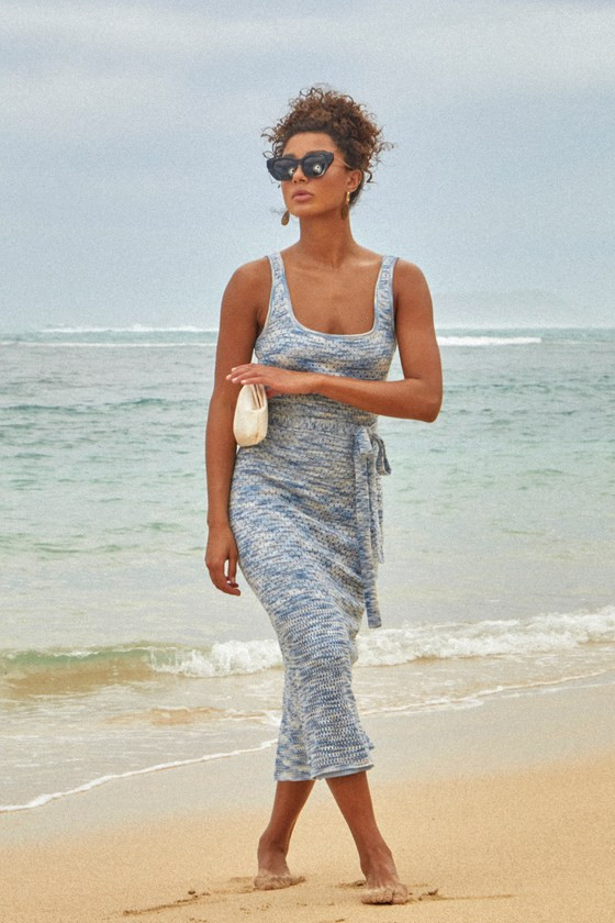 Confident Person Blue Midi Dress Light Blue Dress Baby Blue Dress Dusty Blue Dress Powder Blue Dress | Lulus