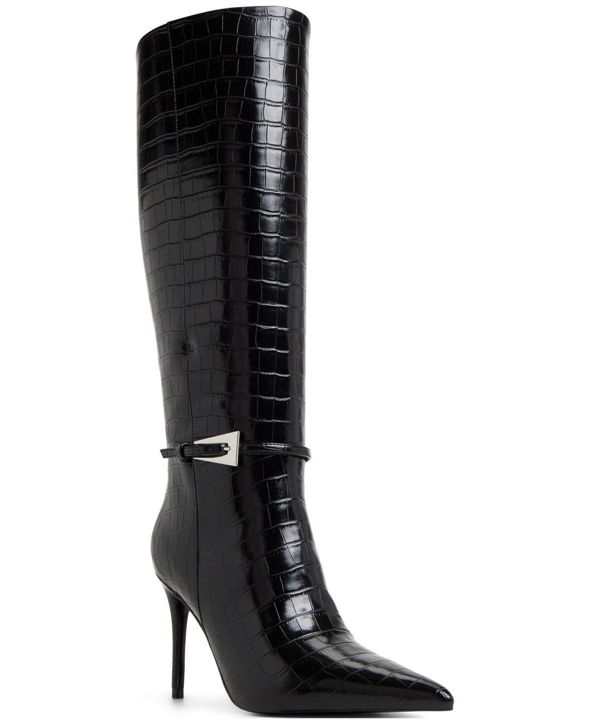 Aldo Women's Tifanny Knee High Pointed Toe Boots - Black Croc | Macy's