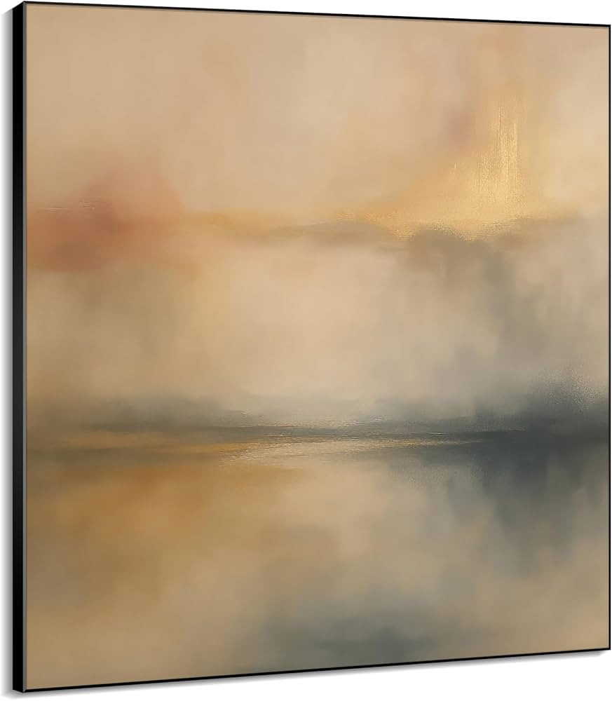 60"x60" XL Framed Wall Art - Golden Haze Warm Neutral Abstract (Frame Assembly Required) | Amazon (US)