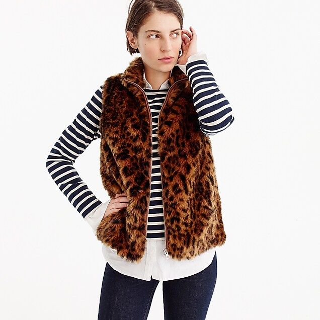 Faux-fur leopard vest | J.Crew US