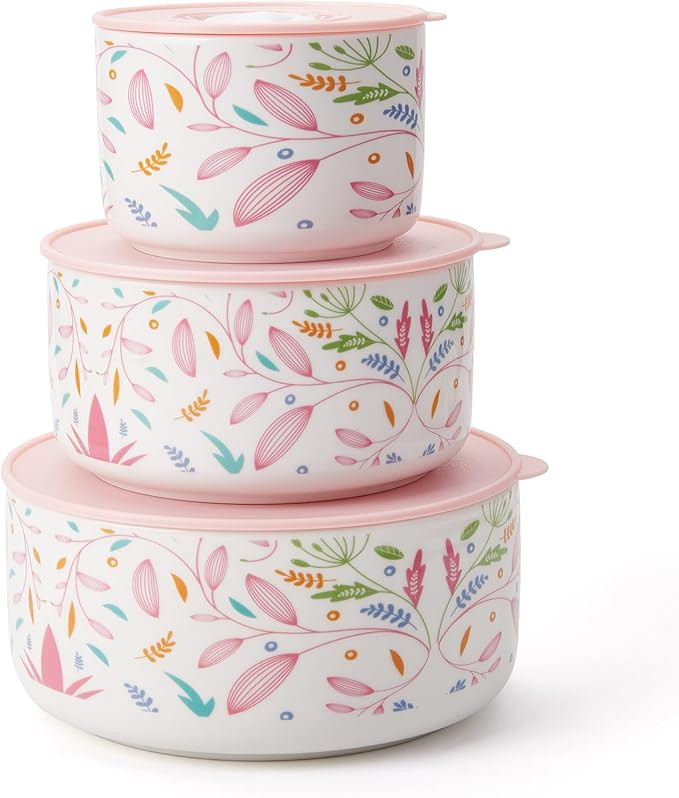 Ceramic Bowls with Lids, 4, 5, 6 Inch Ceramic Nesting Bowls Set for Soup, Salad, Cereal, Serving ... | Amazon (US)