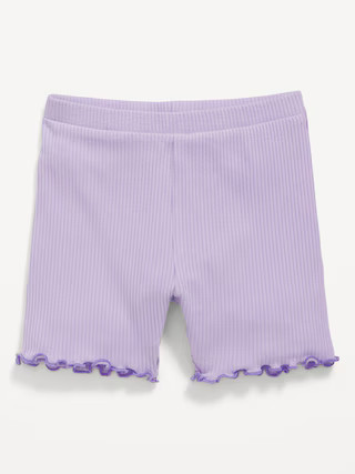 Rib-Knit Lettuce-Edge Biker Shorts for Toddler Girls | Old Navy (US)