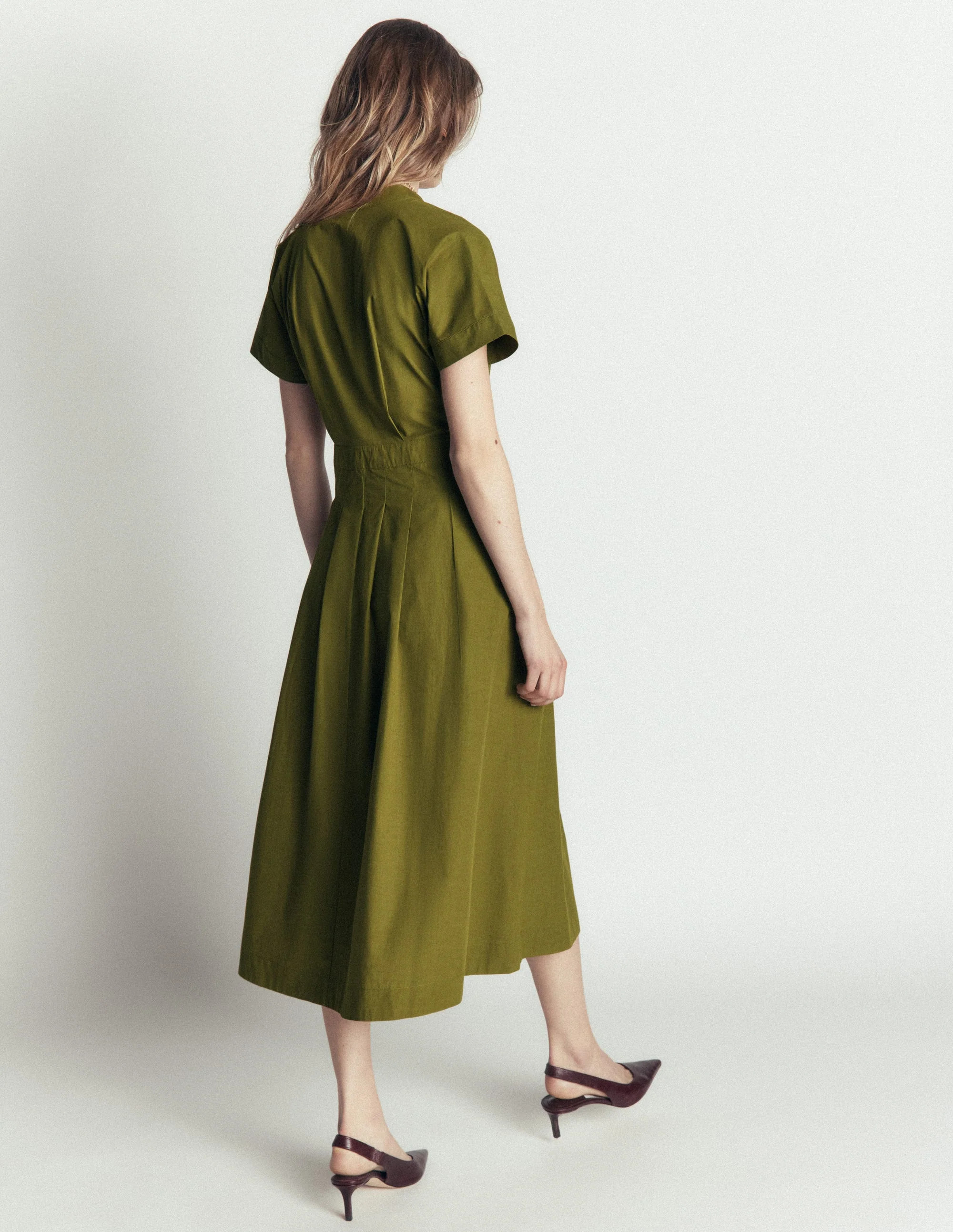 Grown On Sleeve Midi Dress-Olive | Boden (US)