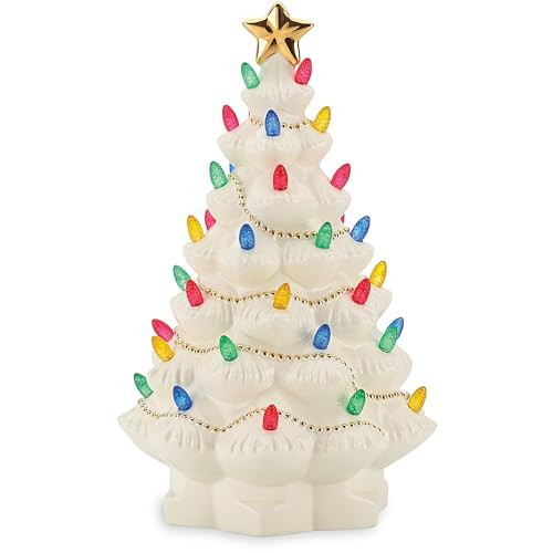 Lenox Figurine, Treasured Traditions Ivory Light-Up Ceramic Christmas Tree Figurine, Christmas Decorations, Holiday Winter Decor Indoor (Ivory, 1 Piece, 8.82-Inch Height) 3 AAA Batteries Not Included | Amazon (US)