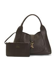 Made In Italy Leather Shoulder Bag With Flap Dog Leash | TJ Maxx