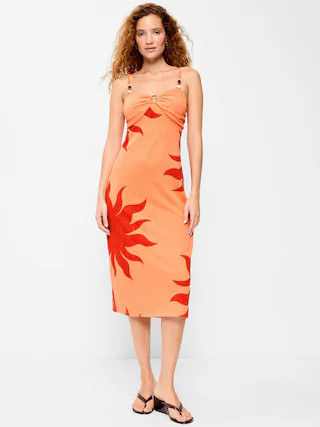 Beaded-Strap Beach Midi Dress | Old Navy (US)