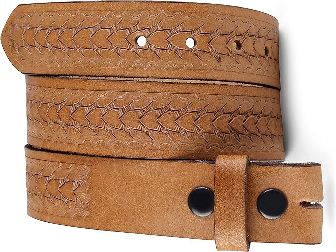 F&L CLASSIC Belt for buckle Western Leather Engraved Tooled Strap w/Snaps for Interchangeable Buc... | Amazon (US)