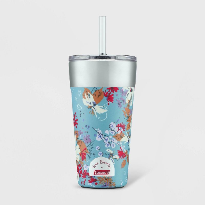 Vera Bradley + Coleman 20oz Brew Stainless Steel Vacuum Insulated Tumbler - Wildflowers Blue | Target