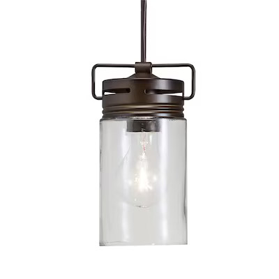 allen + roth  Vallymede Aged Bronze Farmhouse Clear Glass Jar Mini Pendant Light | Lowe's