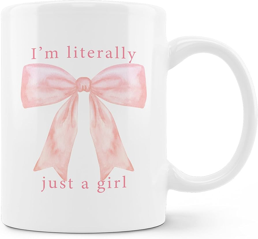 Pink Preppy Coquette Bow Mug,Bow On Coffee Cup Ceramic Coffee Mug 11oz, I'm Literally Just A Girl... | Amazon (US)