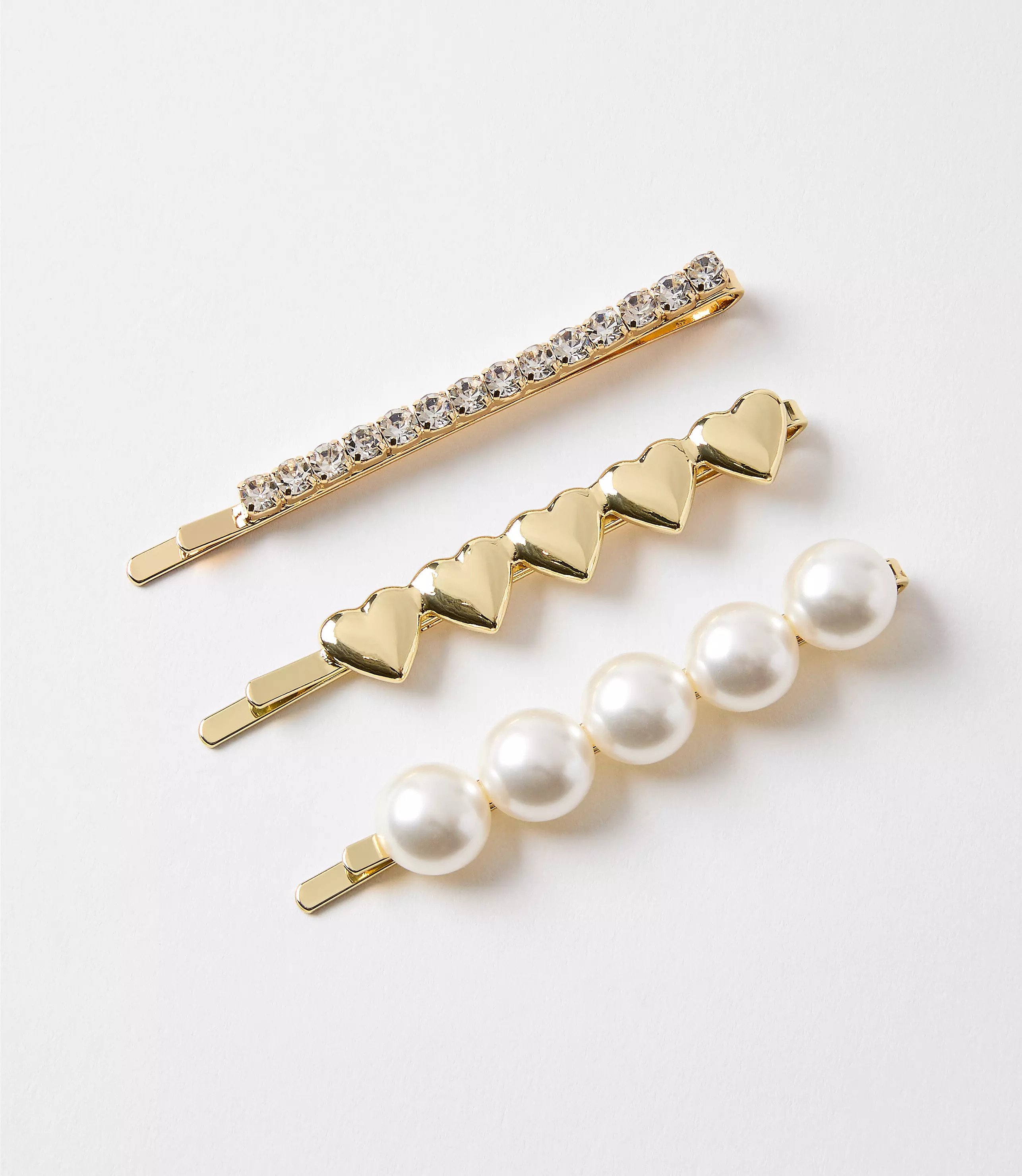 Pearlized Heart Bobby Pin Set | LOFT