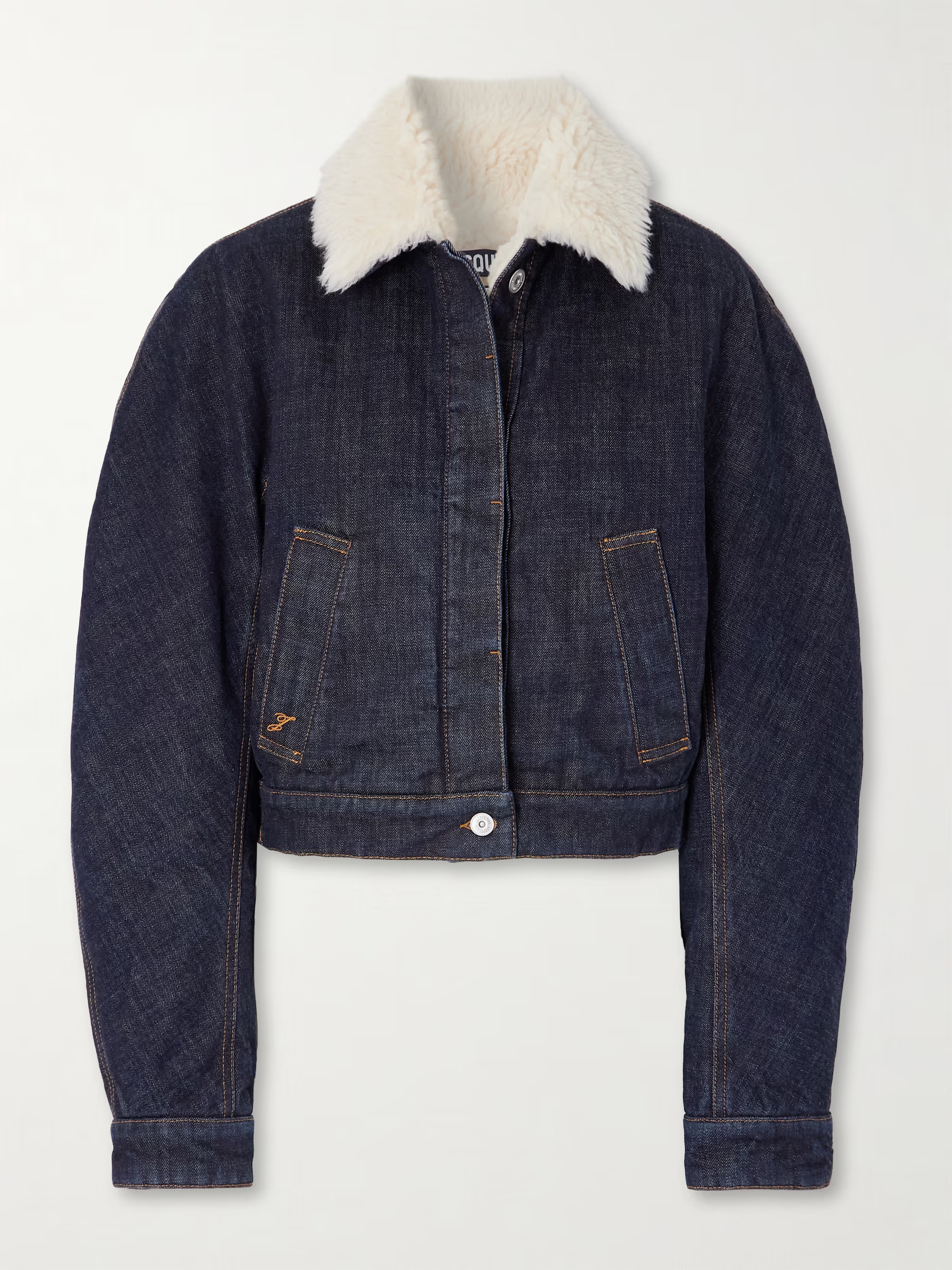 The Ovalo fleece-trimmed raw denim jacket | NET-A-PORTER (US)