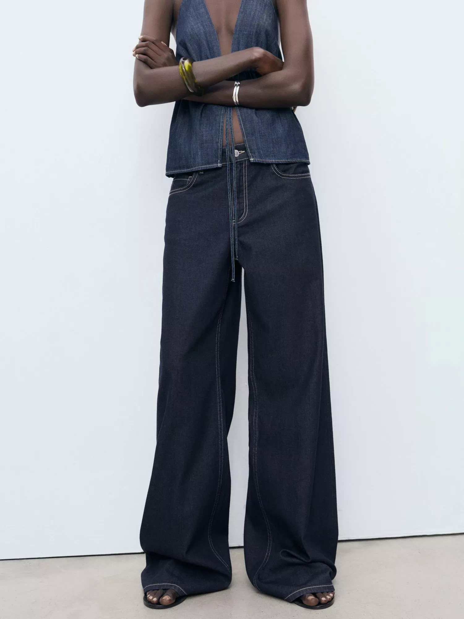 Mango Joy Wide Leg Jeans, Dark Blue | John Lewis (UK)