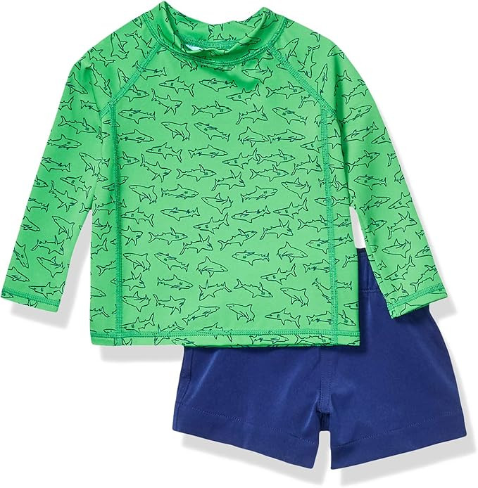 Amazon Essentials Toddler and Baby Boys' Long-Sleeve Rashguard and Trunk Swimsuit Sets | Amazon (US)