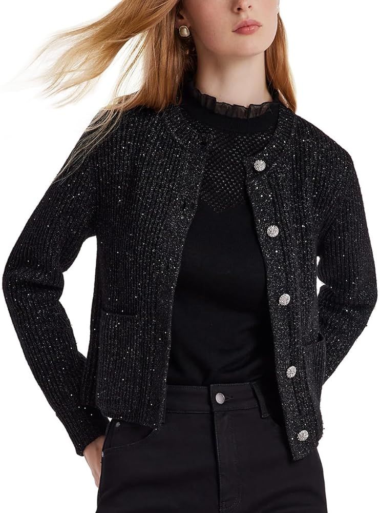Women's Short Cardigan Sweater Blazer, Crewneck Button Up Knit Sweaters | Amazon (US)