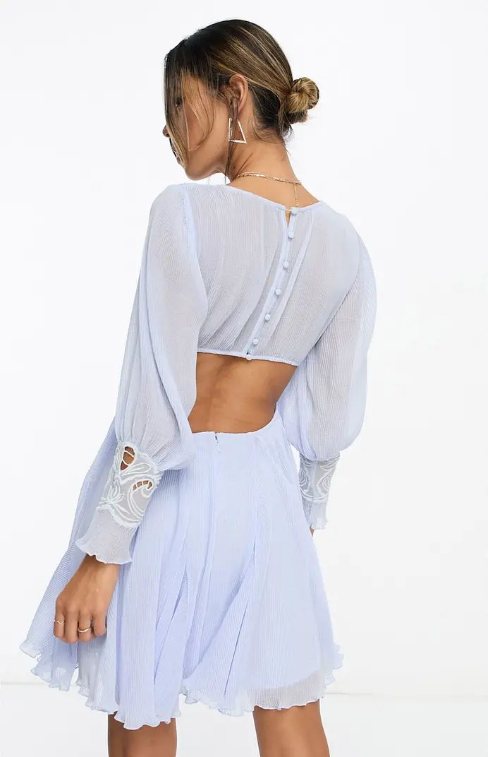 Embroidered Long Sleeve Chiffon Minidress | Nordstrom
