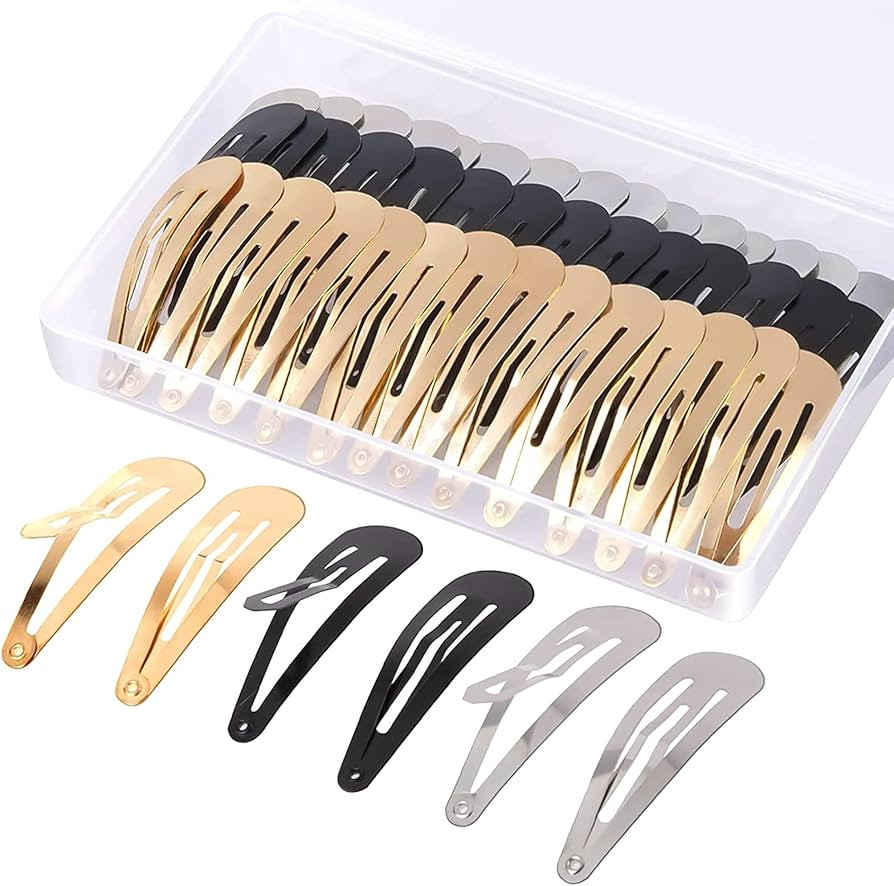 60 Pcs Snap Hair Clips with Storage Box, 2 Inch No Slip Metal Hair Clips Barrettes for Styling, H... | Amazon (US)