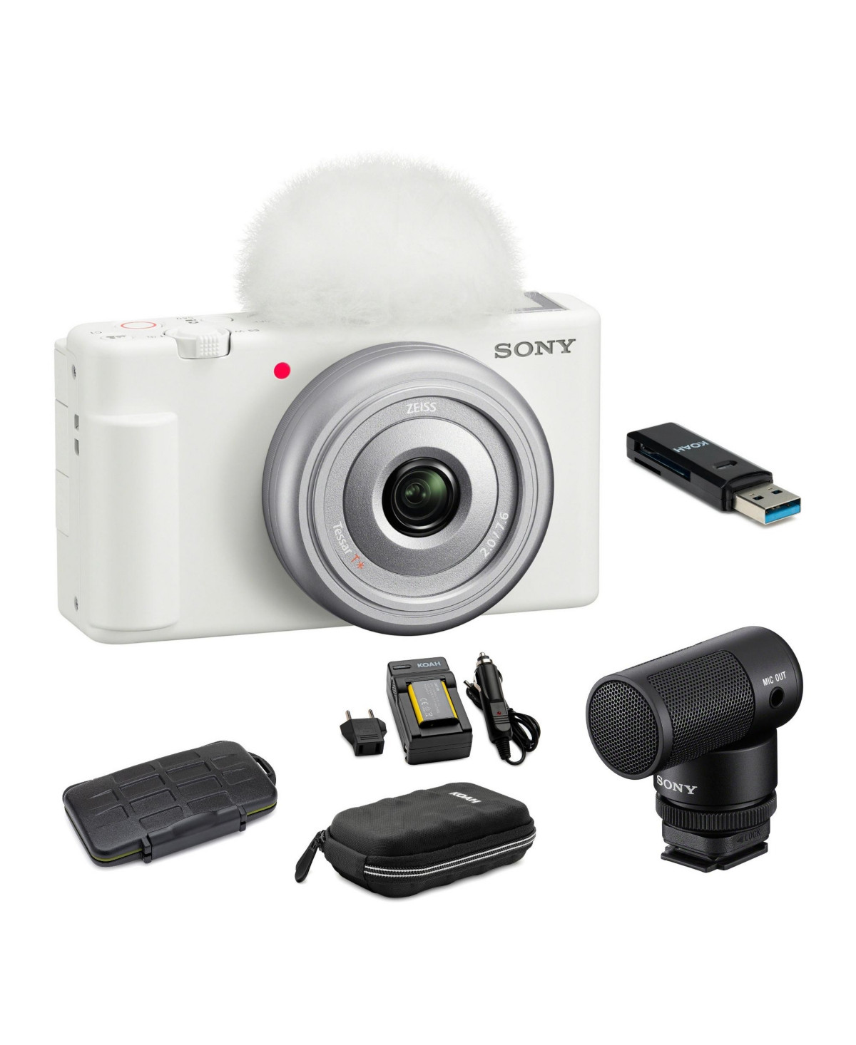 Sony Zv-1F Vlog Camera (White) With Vlogger Shotgun Microphone and Accessories - White | Macy's