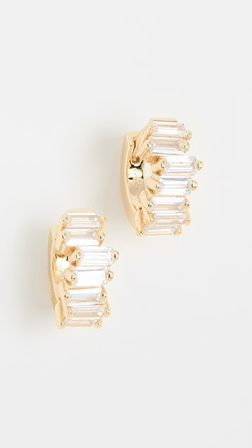 Mini Scattered Baguette Huggie Earrings | Shopbop