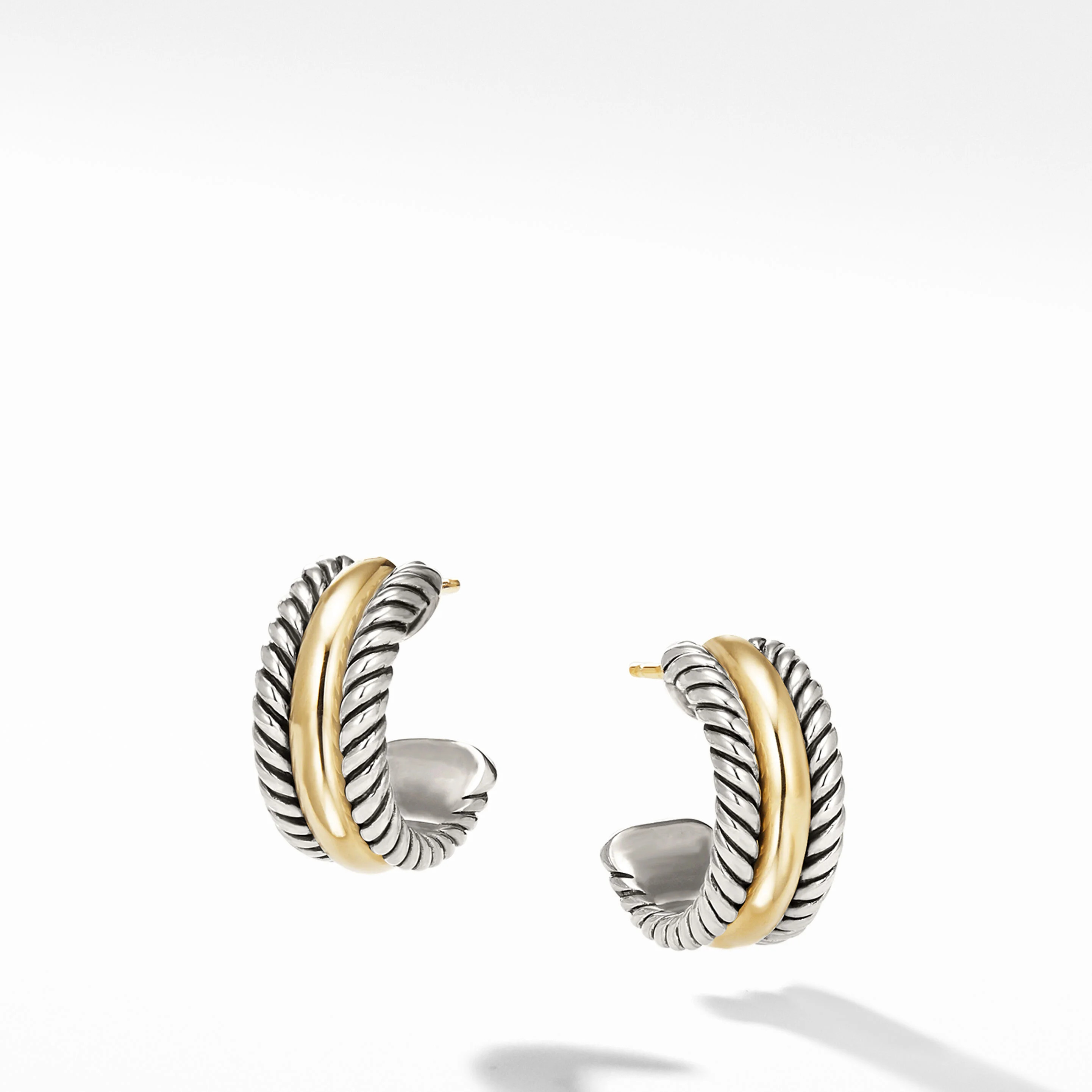Cable Collectibles® Huggie Hoop Earrings in Sterling Silver with 14K Yellow Gold | David Yurman