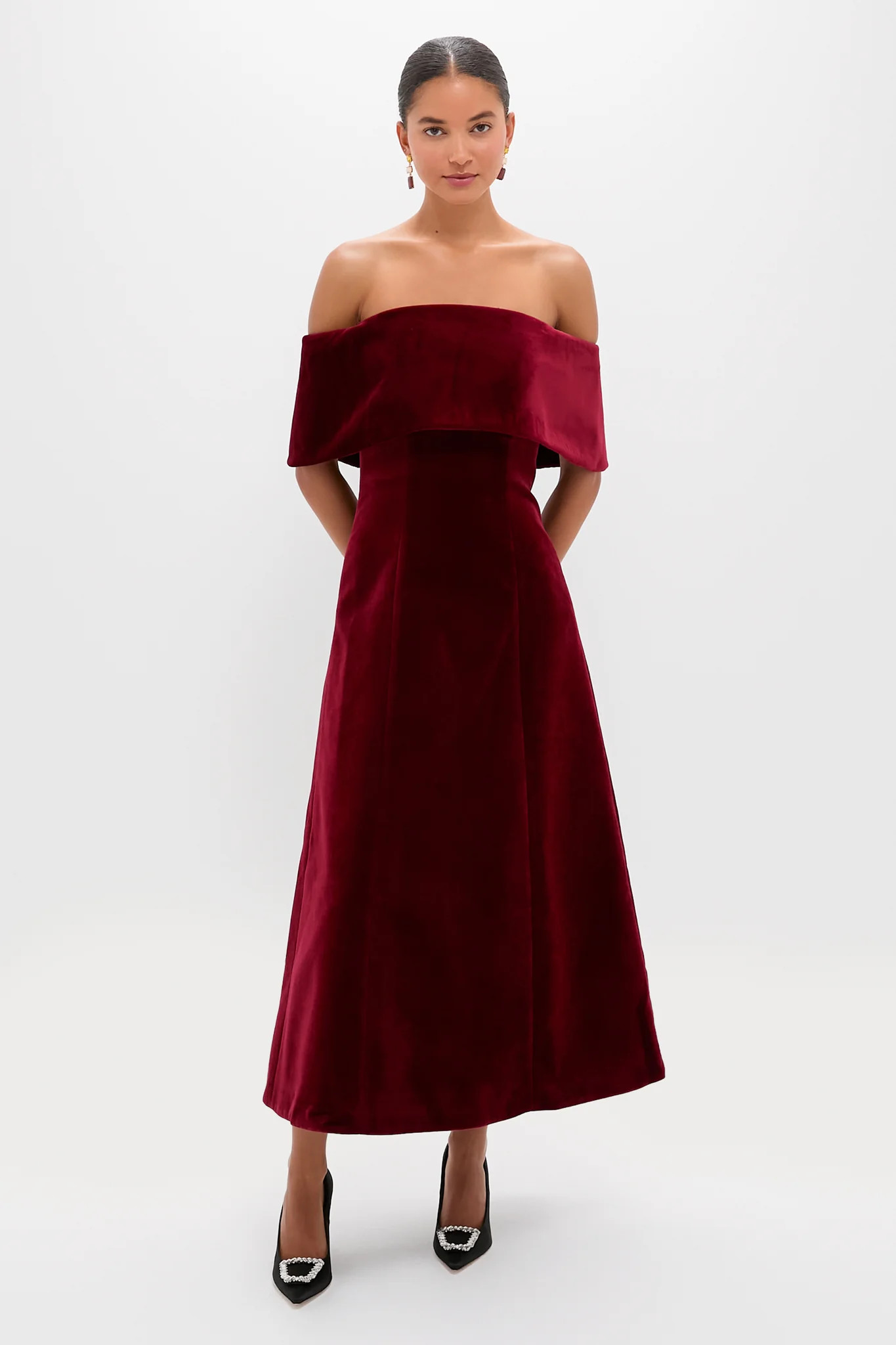 Burgundy Wind Velvet Carita Midi Dress | Tuckernuck (US)
