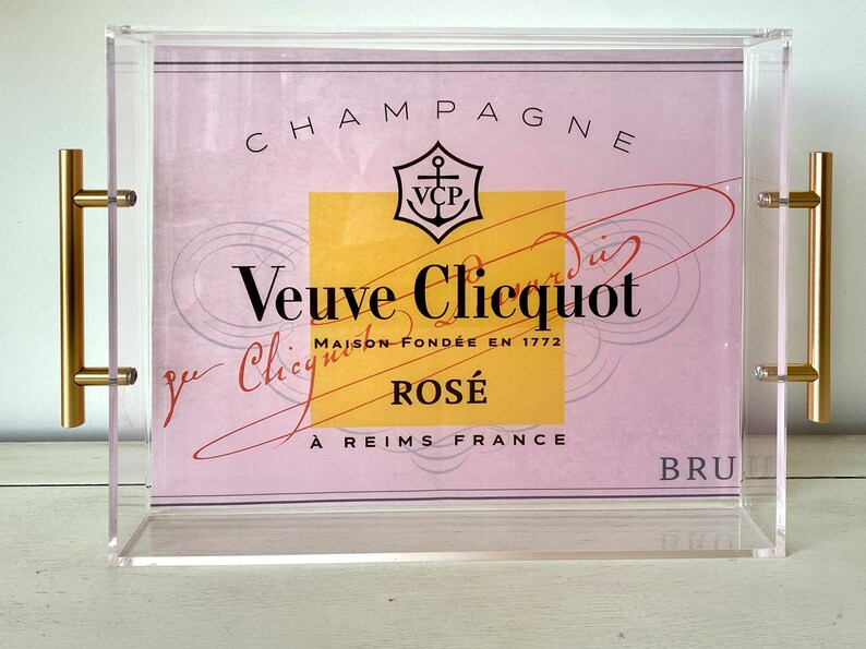 Veuve Clicquot Rosé Tray Acrylic Tray With Gold Handles Bar - Etsy | Etsy (US)