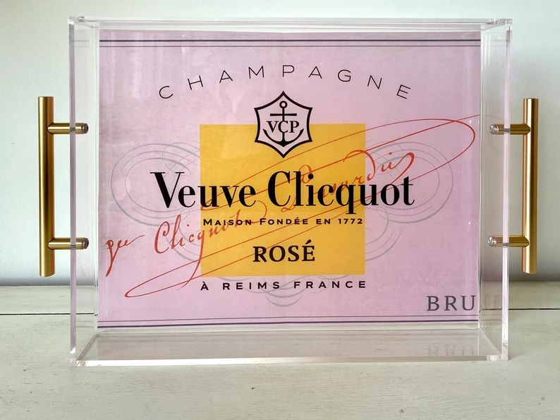 Veuve Clicquot Rosé Tray Acrylic Tray With Gold Handles Bar - Etsy | Etsy (US)
