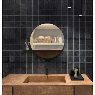 Black 4 in. x 4 in. Polished and Honed Ceramic Mosaic Tile (5.38 sq. ft./Case) | The Home Depot