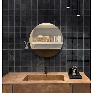 Black 4 in. x 4 in. Polished and Honed Ceramic Mosaic Tile (5.38 sq. ft./Case) | The Home Depot