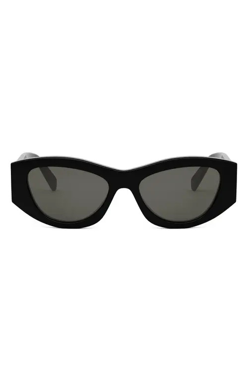 CELINE Triomphe 55mm Rectangular Sunglasses in Shiny Black /Smoke at Nordstrom | Nordstrom