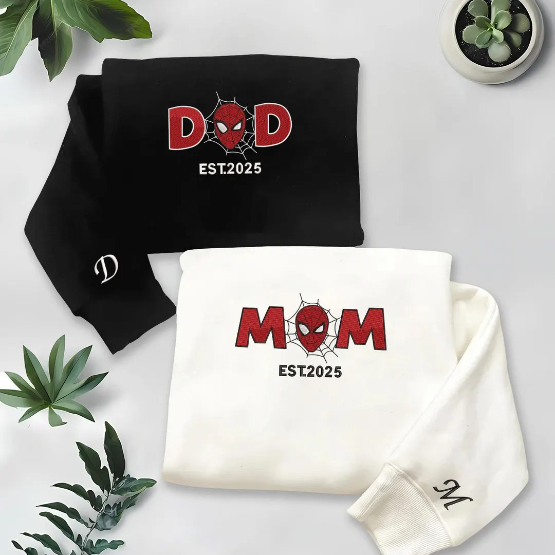 Spiderman Embroidery Sweatshirt, Spider Dad Embroidery Hoodie, Spider Mom Embroidery Shirts, Fami... | Etsy (US)