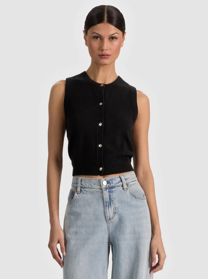 LOLY BUTTON FRONT CASHMERE VEST | Alice + Olivia