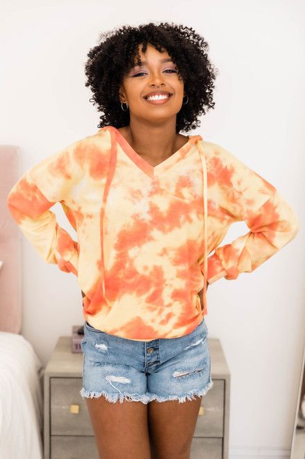 By The Light Of The Moon Tie Dye Hoodie Yellow | The Pink Lily Boutique