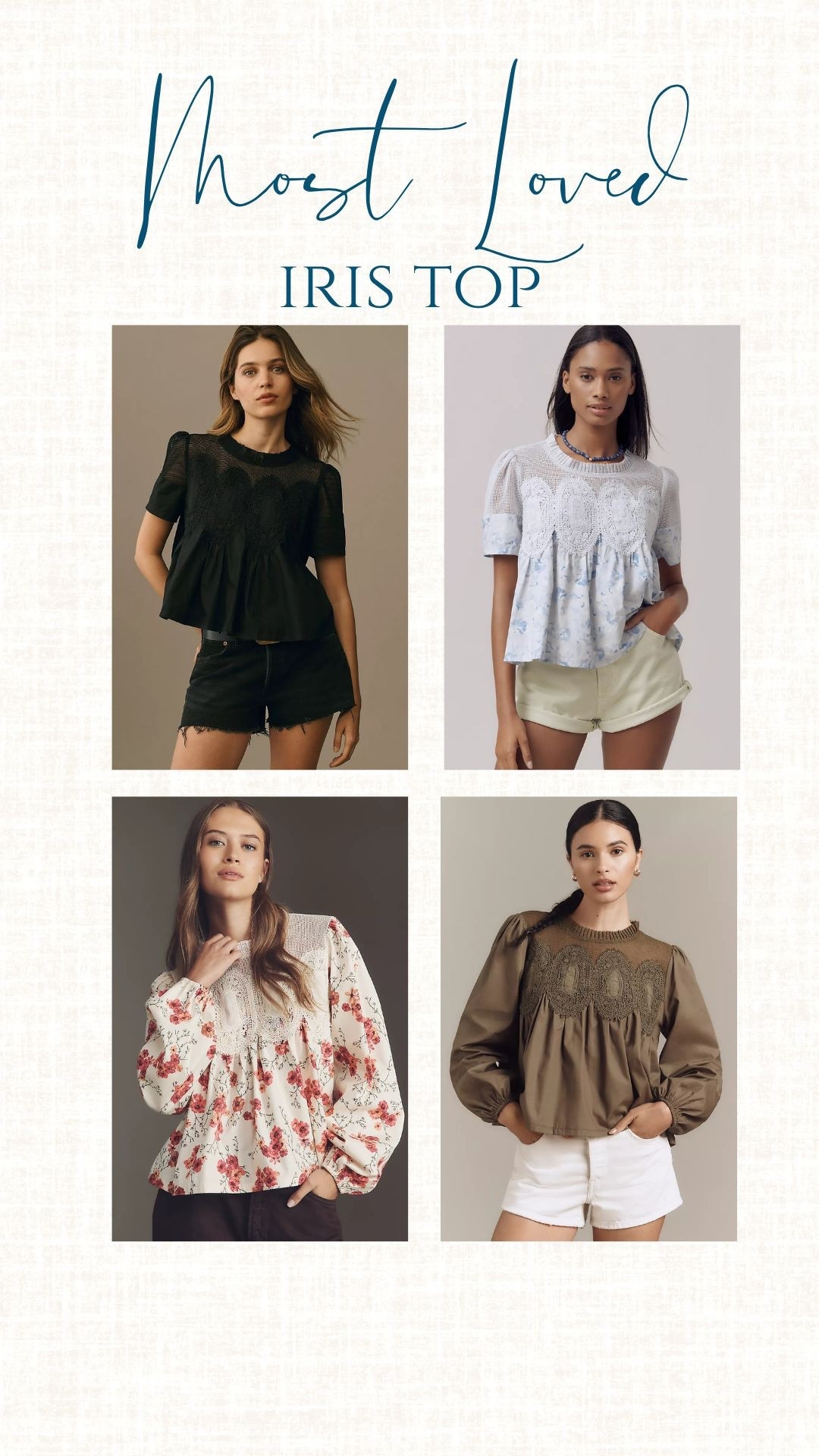 Our most loved Iris top by anthropologie available in short and long sleeve AND the most beautiful patterns and solids. It’s THE PERFECT top and is fabulous in every season. 

#LTKStyleTip #LTKPlusSize #LTKOver40